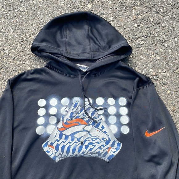 Nike Denver Broncos hoodie size large black football nfl therma-fit - Picture 1 of 3